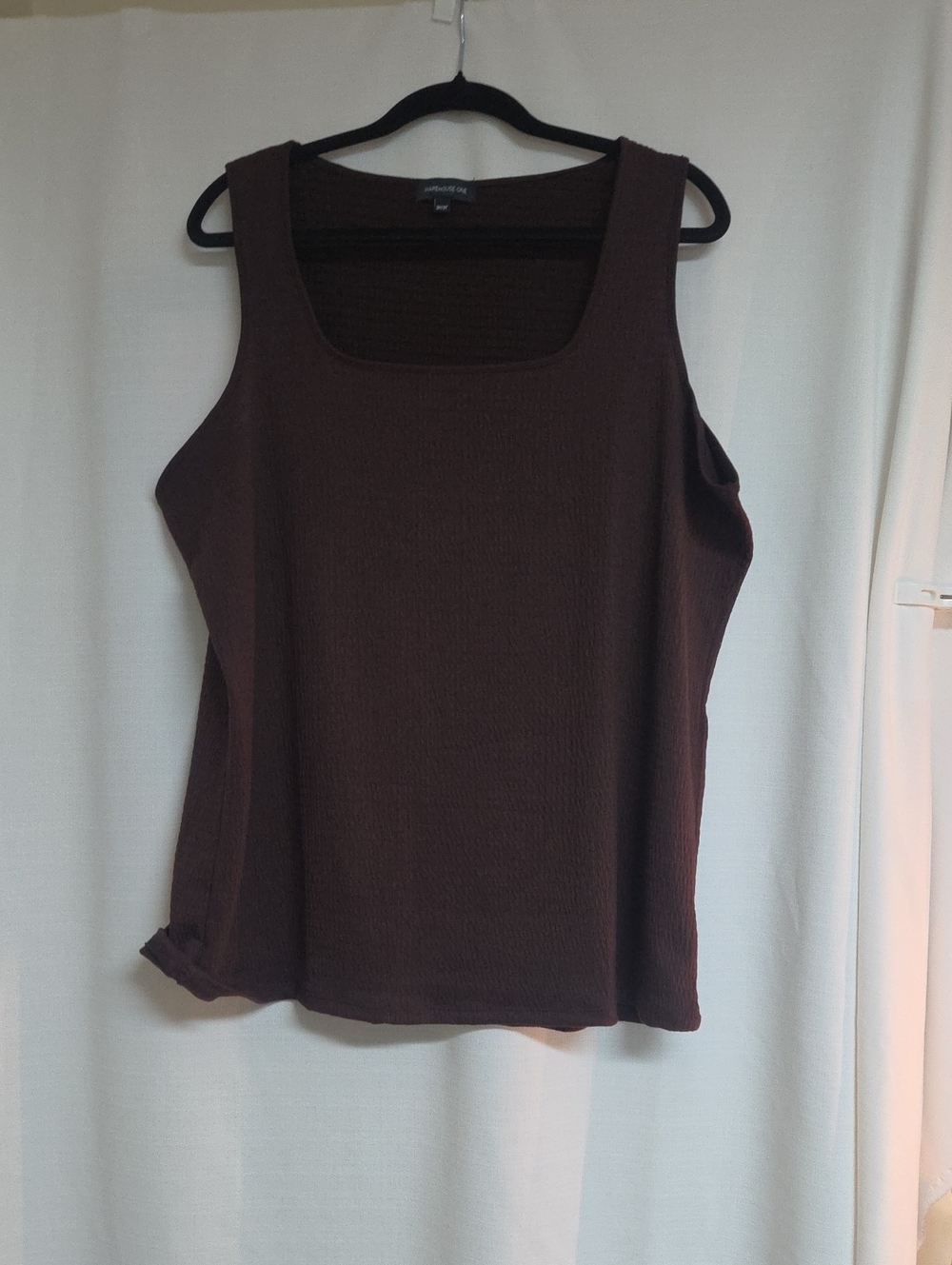 Square Neck Brown Ribbed 3X Tank Top